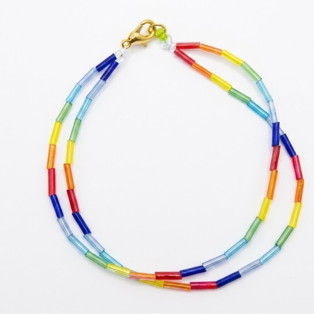 Handmade Rainbow Glass Tube Bracelet